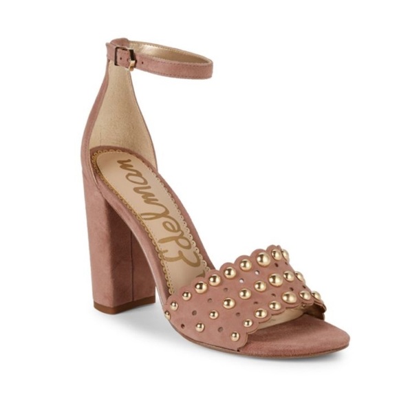 Sam Edelman Womens Yaria Dusty Rose Studded Block Heel Sandal Size 9.5 - Picture 1 of 8
